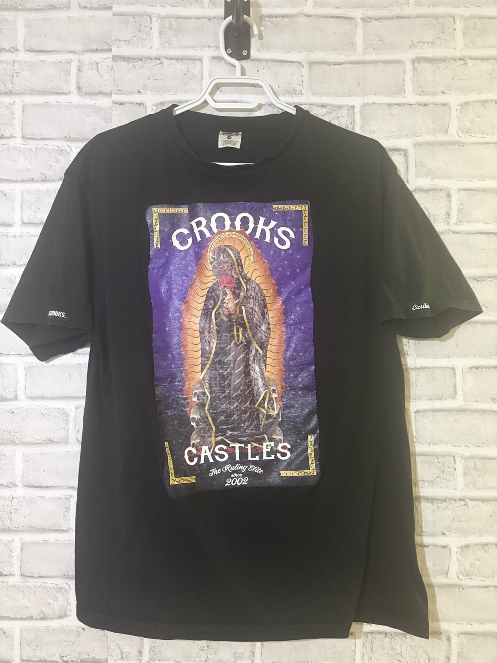 Crooks & Castles Black Short-Sleeve Tee with Purple Center Graphic